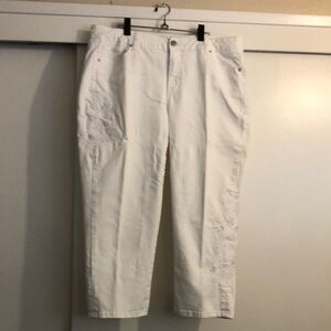 Lane Bryant girlfriend cropped white denim jeans